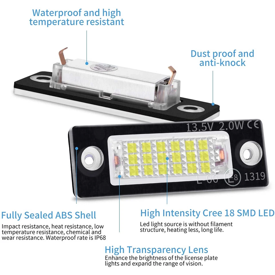 2X LED Kennzeichenbeleuchtung Nummernschild für VW T5 Caddy Passat Touran Golf. - Bild 4 von 4