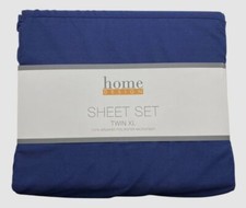 Home Design Blue Solid Brushed Microfiber 3-Piece Sheet Set Size Twin XL.