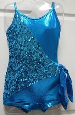 Turquoise Sequin Front Foil Shorty Unitard Ch/Adult sizes 10 available NWT