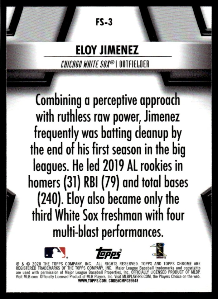 2020 Topps Chrome Future Stars Eloy Jimenez R5 Chicago White Sox #FS-3 - Image 2 of 2