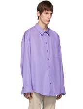 BALENCIAGA Oversized Shirt Lilac Cotton Poplin Button Down Boxy Luxury Size 38