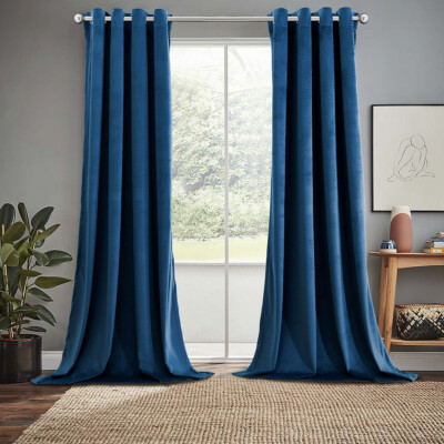 Velvet Top Grommet Curtains Heavyweight Soft Velvet Panels, Set of 2 Pieces