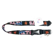 New York Mets MLB Lanyard Keychain Independence, USA Flag Design Red White Blue