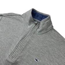 Vineyard Vines Men  s 100 Pima Cotton 1/4 Zip Mock Neck Pullover Gray   Small