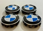 4 BMW 68MM ALLOY WHEEL CENTER CAPS GENUINE BLACK BACKS E F SERIES See The Video