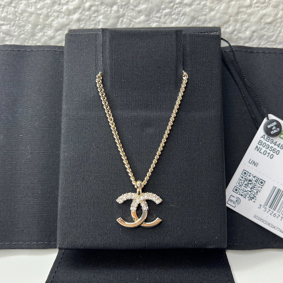 22K Classic Logo Gold Crystal Necklace |