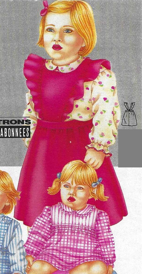 Patron De Couture MODES ET TRAVAUX Février 1986 - Robe-tablier Pour Bébé 1 An, 18 Mois, 2 Ans