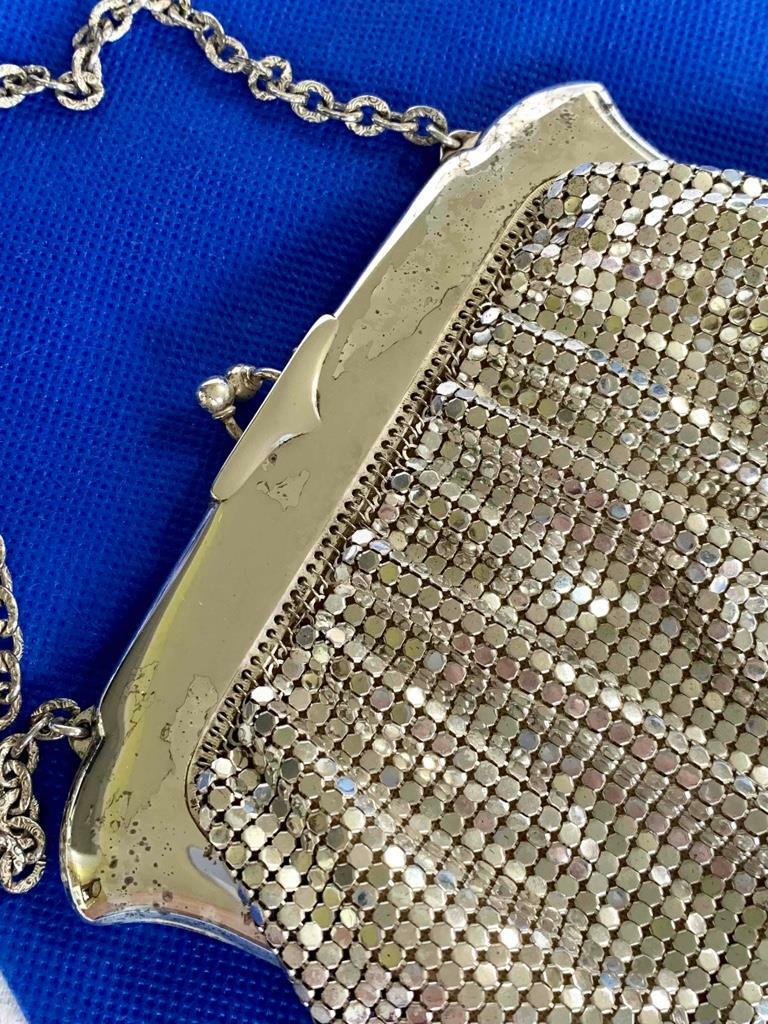 Whiting and Davis イブニングバッグ Vintage Whiting & Davis Silver Mesh Evening Hand Bag, Lined