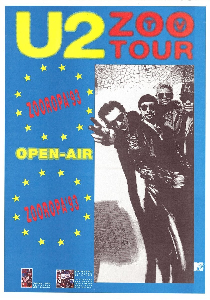 Vintage 1993 U2 Zoo Tour Zooropa Open-Air Original Promo Poster