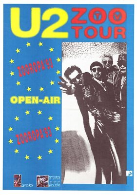 Vintage 1993 U2 Zoo Tour Zooropa Open-Air Original Promo Poster