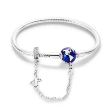 MULA AAA CZ Earth Plane Clasp Bracelet Fit Charms For Women 925 Silver Plated