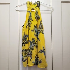 MWT Japna sleeveless Tank Top blouse women's size S halter floral Keyhole