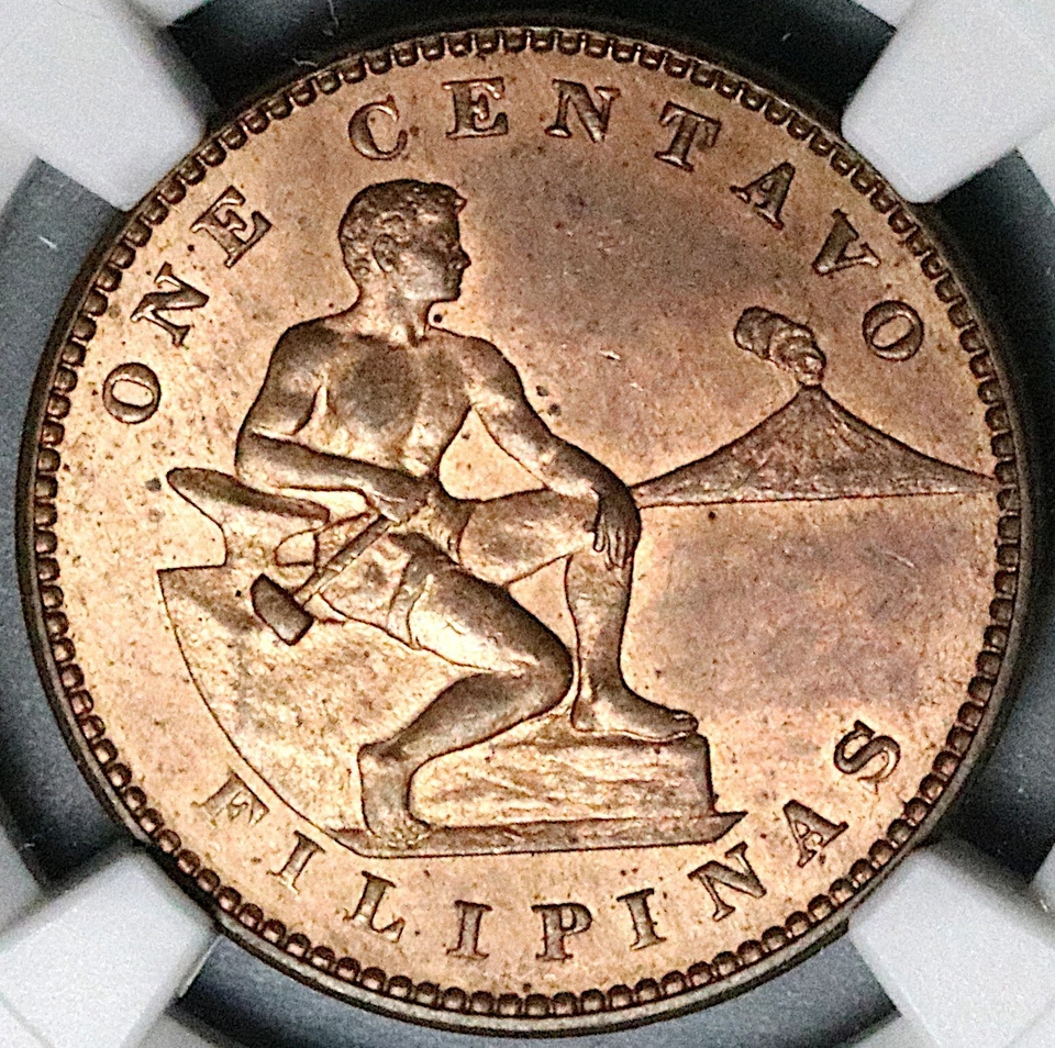 1911-S NGC MS 64 RB Philippines 1 Centavo San Francisco Mint Coin (25061502C) - Image 3 of 4