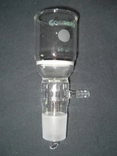 Chemglass 29/26 Glass Medium Fritted 60mL Vacuum Buchner Filter Funnel Chips