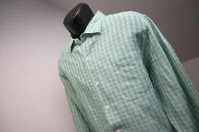 Tommy Bahama Plaid Linen Tencel Button Up Shirt Long Sleeve Mens Sz XL