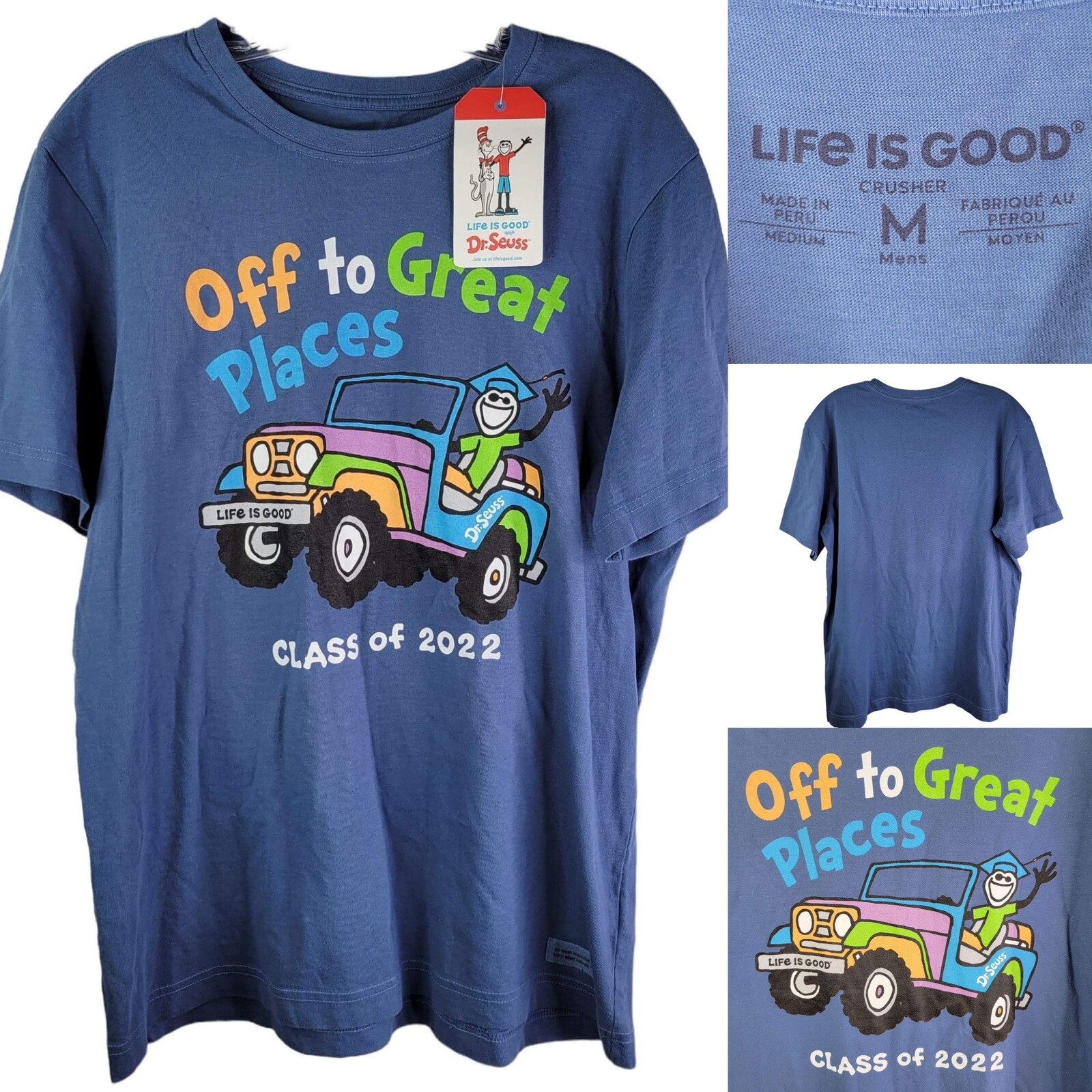 Life is Good Men’s Medium Blue Dr.Seuss Graphic Class Of 2022 Crusher T-shirt