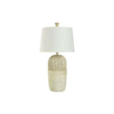 Collective Design By Stylecraft White Washed Pottery Style Table Lamp