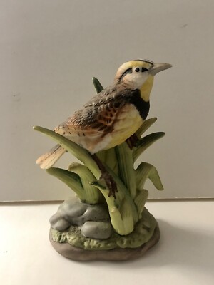 George Good Meadow Lark Porcelain Bird On Plant Figurine 