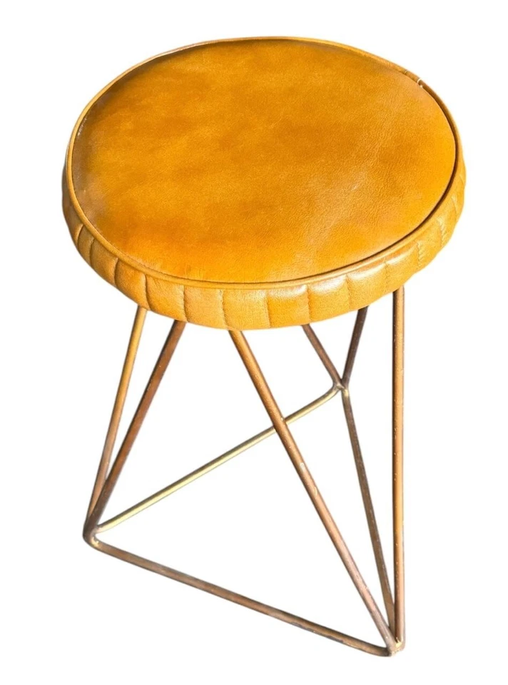 Leather Ottoman Stool, Dining Kitchen Pub Foot Stool, Modern Bar Stools - Image 4 of 4