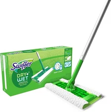 Swiffer Sweeper Dry+Wet Floor Cleaning Starter Set with 5 Cloths 1 Mop 19 Refill