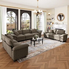 Modular Sectional Sofa Chenille Cloud Couch with Chaise and Cushion 7/5/4/3-Seat