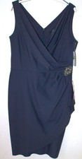 NWT Alex Evenings Women's Cocktail Formal Dress with Ruffle Charcoal sz 14