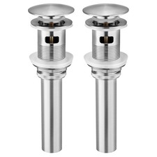 Bathroom Sink Drain with Overflow, Brushed Nickel Pop Up Drain 2 Pack, All Me...