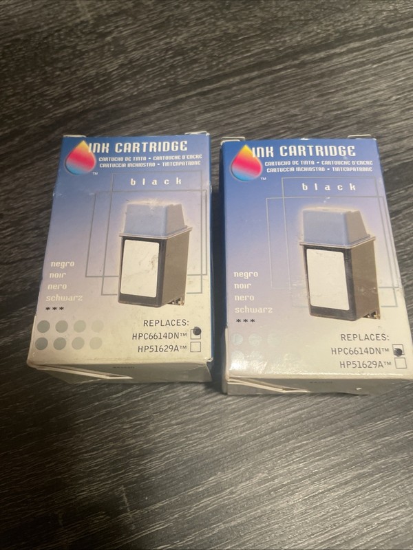 (2) HP 20 Black Ink Cartridge No. C6614DN New in box Exp. Unknown NIP NEW inkjet