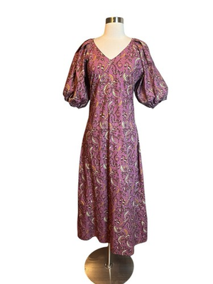 #ad #ad Anna Cate Maxi Dress S Purple Paisley Puff Sleeve V neck Bohemian $49.99