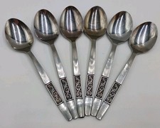 VTG Amefa ROYAL DAMASK Set of 6 Teaspoons Stainless Steel Holland 5.75"