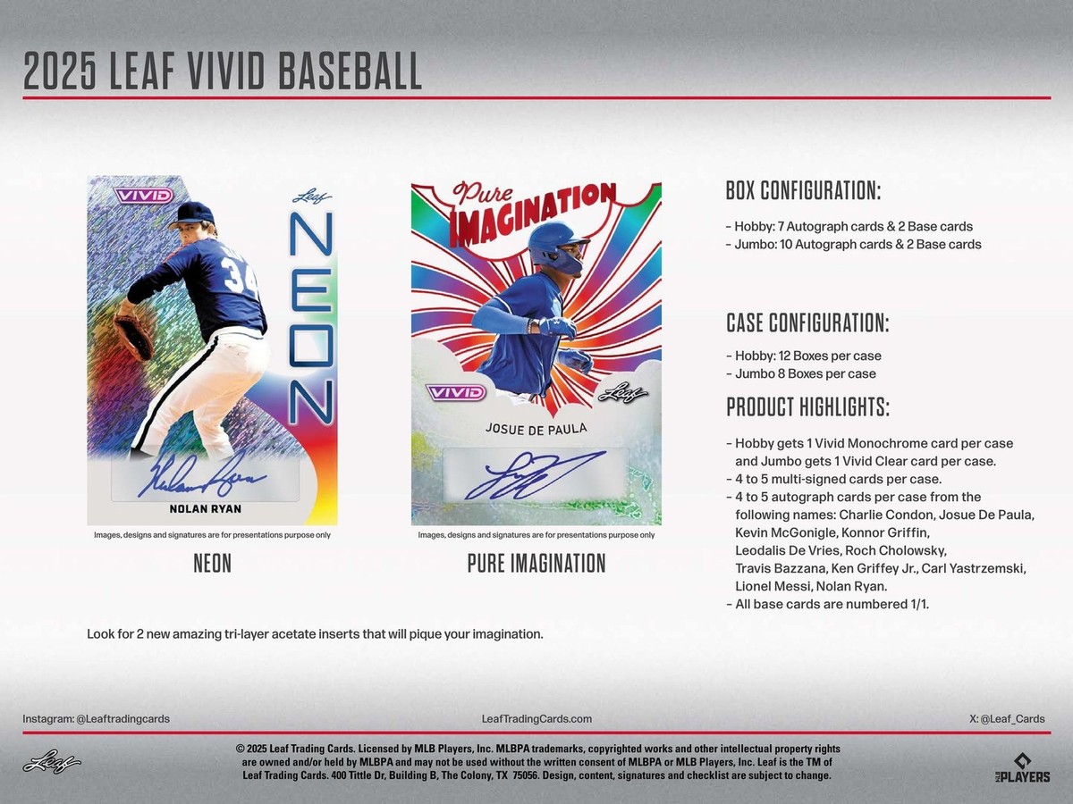 2025 LEAF VIVID BASEBALL HOBBY JUMBO BOX | eBay