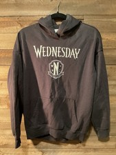 H&M Wednesday Addams Nevermore Academy Oversized Black Hoodie Unisex Size 16/18