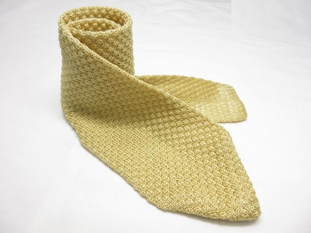 FENDI Men's Tie Silk Simple Design Yellow Gold Italy