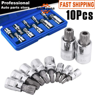 10pcs For XZN Triple Square 12 Point Spline Tamper Bit socket Set 4MM - 18MM US
