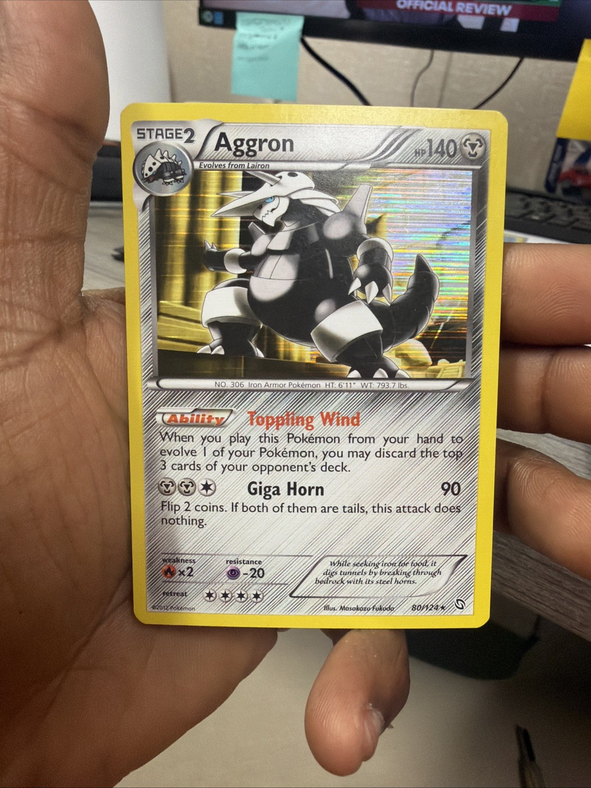 AGGRON 80/124 Dragons Exalted HOLO rare Pokemon card Near Mint LP