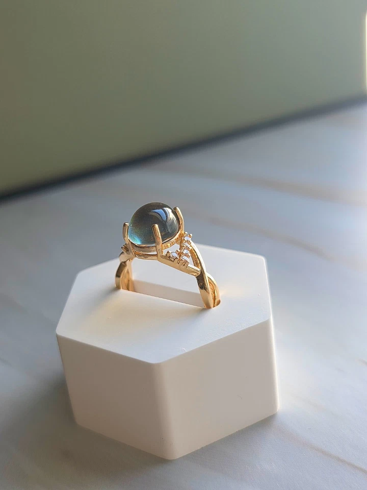 Anillo de estado de ánimo dorado ajustable cambio de color anillos para el pulgar para mujer 14k Foto 3 de 4