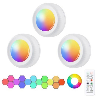 3 x LED RGB Spotlights Battery Operated with Remote Control 16 Colour Changin...