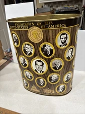 Vintage J.L. Clark 1969 President of the United States trash can Richard Nixon