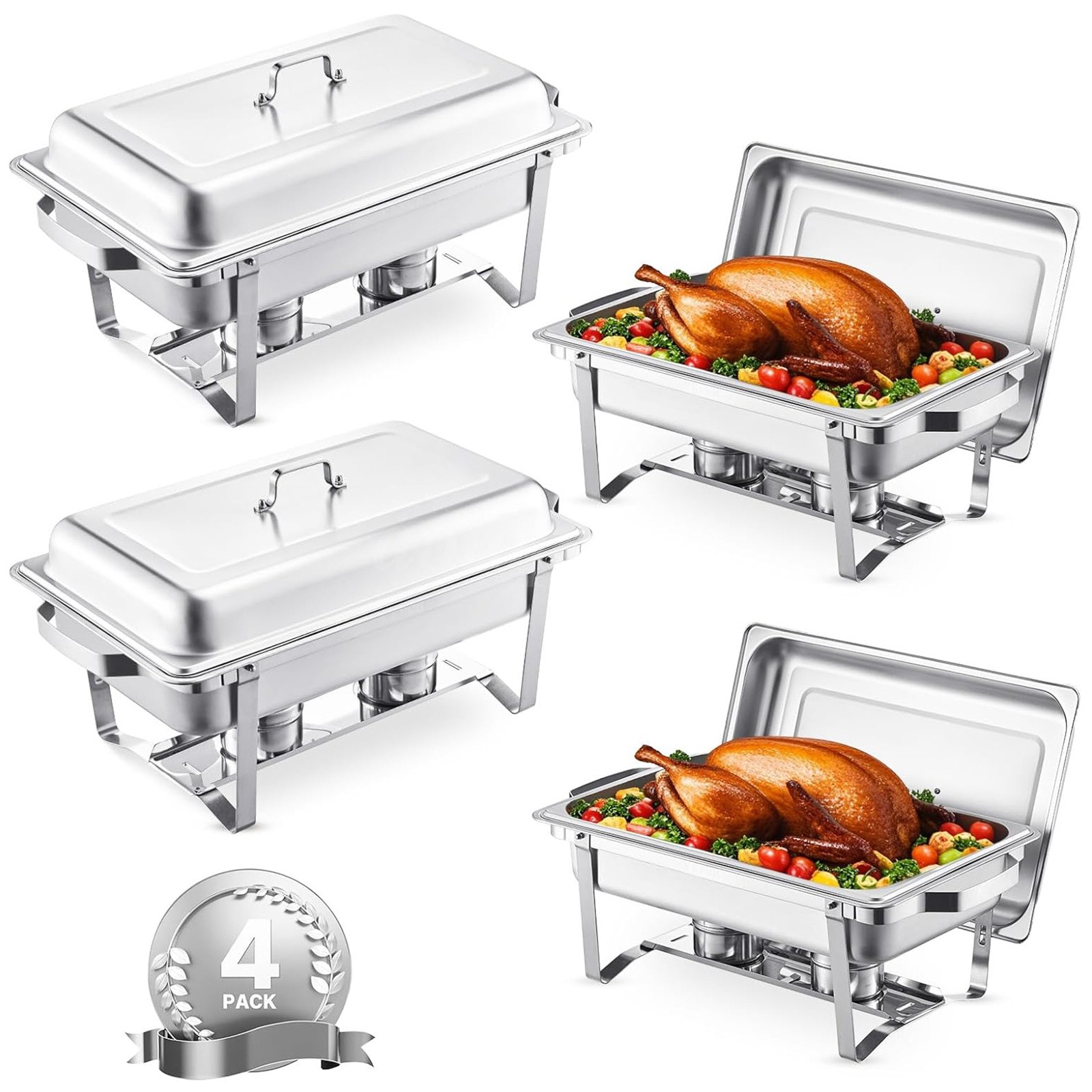 4x Chafing Dish Starter Set Warmhaltebehälter Speisewärmer Edelstahl 1x 1/1 GN