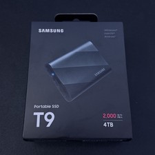 Samsung T9 4TB Portable External SSD USB 3.2 Gen 2x2 Black 2000MB/s