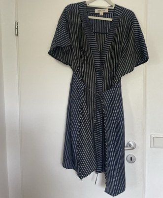Diane von Furstenberg Seide Wickelkleid Gr. S Blau/Weiß gestreift Knie