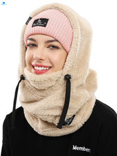 Shy Velvet Balaclava Ski Mask Wind-Resistant Winter One Size, Plush Beige