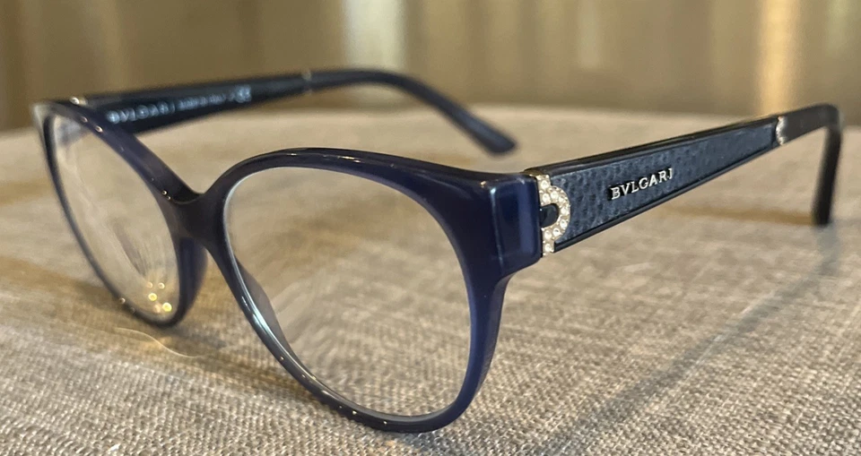 Anteojos Bvlgari 4106-B-Q 5145 estrás ópalo azul ojo de gato Italia 54[]17 140 Foto 3 de 4