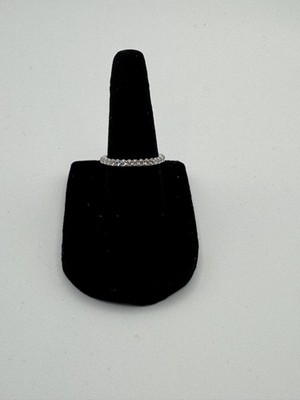 Blue Nile Petite Pave Diamond Ring .33 CTW 18K White Gold Size 4.5 Quiet Luxury