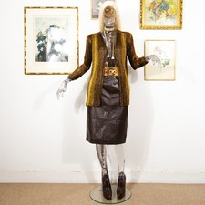 Vintage 1970s Mali Firenze Metallic Knit Cardigan Gold Bronze Lurex Italian