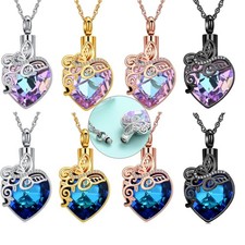 Butterfly Stone Heart Urn Pendant Memory Necklace for Ashes Memorial Jewelry