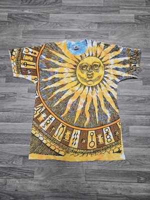 Vintage 90s Sun And Moon Liquid Blue Aop T-Shirt XL ALL Over Print USA