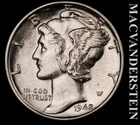 1942 Silver Mercury Dime - Choice Gem Brilliant Uncirculated  Lustrous  #L4510