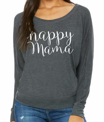 Gray Long Sleeve Happy Mama Graphic Tee, mom gifts | eBay