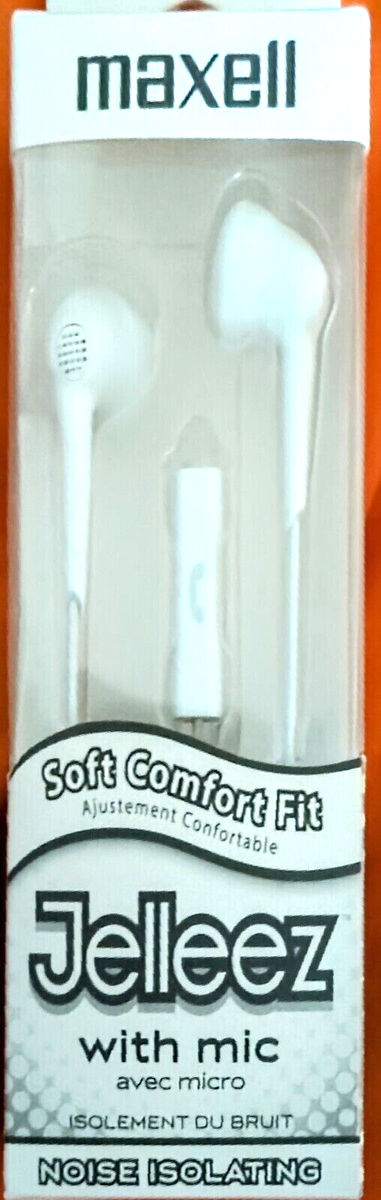 Maxell Jelleez Earset Earbud with Mic -Noise Isolating White NEW